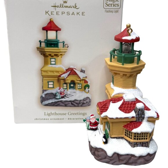 Hallmark Keepsake Lighthouse Greetings Christmas Ornament Magic Series Set Of 3 - Picture 4 of 8